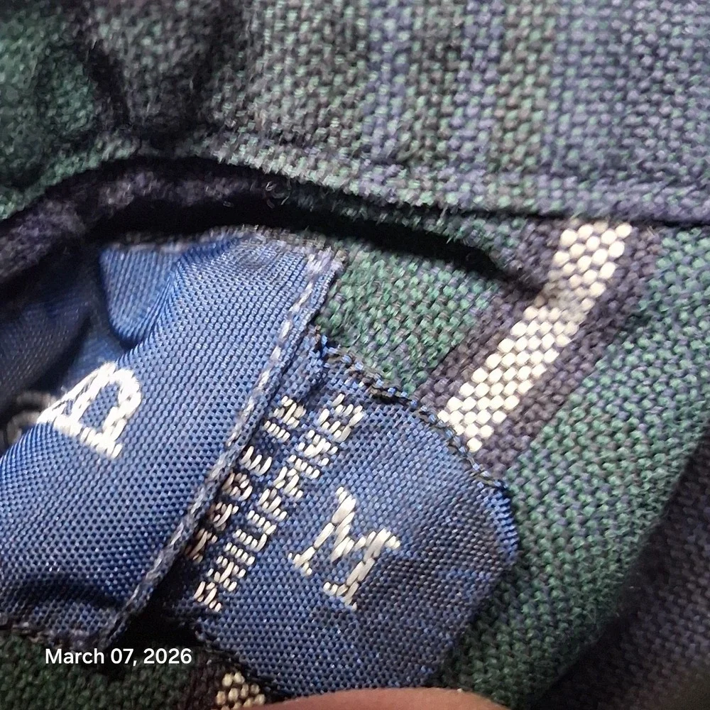 VTG‎ Polo by Ralph Lauren Big Shirt Blue and Green Plaid Size Medium Distressed